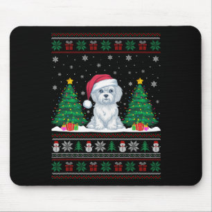 Santa Hat Maltese Dog Christmas Tree Lights Ugly S Mouse Pad