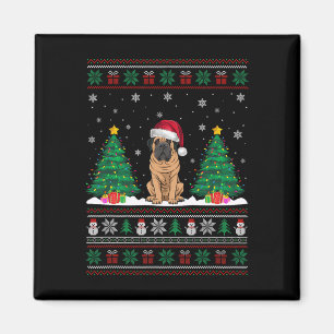 Santa Hat Mastiff Dog Christmas Tree Lights Ugly S Magnet