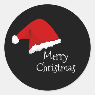 Santa Hat Merry Christmas Classic Round Sticker