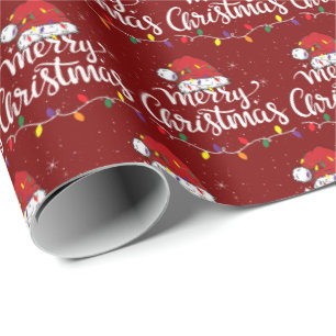 Santa Hat Merry Christmas Lights Xmas Family Red Wrapping Paper