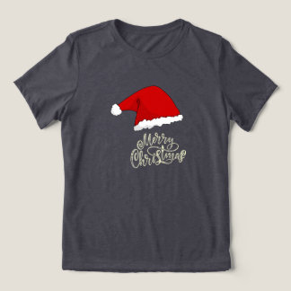 Santa Hat | Merry Christmas Typography Tri-Blend Shirt