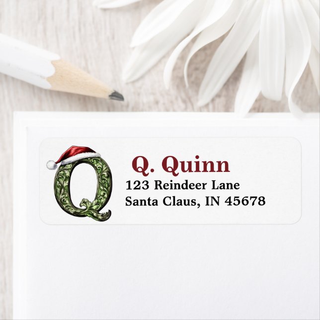Santa Hat Monogram Return Address Label (Insitu)