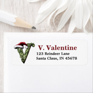 Santa Hat Monogram Return Address Label
