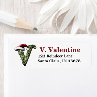 Santa Hat Monogram Return Address Label