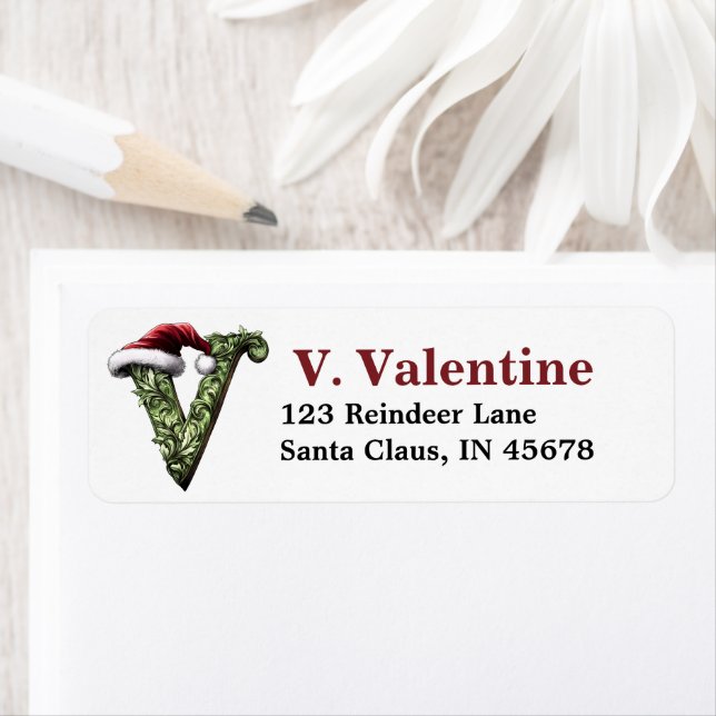 Santa Hat Monogram Return Address Label (Insitu)