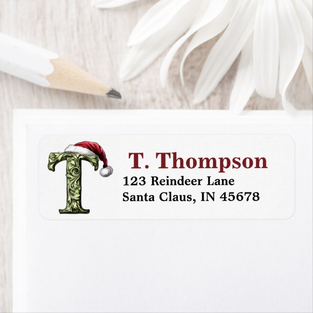 Santa Hat Monogram Return Address Label (Insitu)