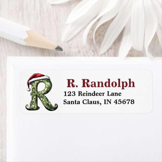 Santa Hat Monogram Return Address Label (Insitu)