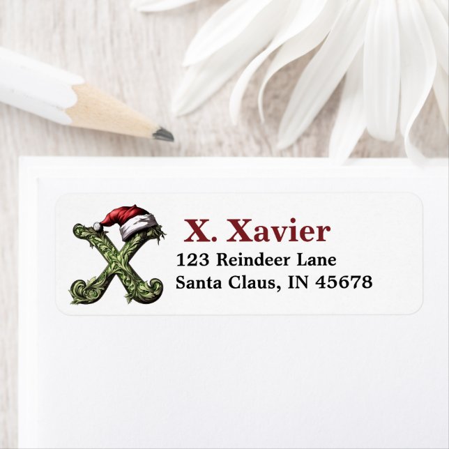 Santa Hat Monogram Return Address Label (Insitu)