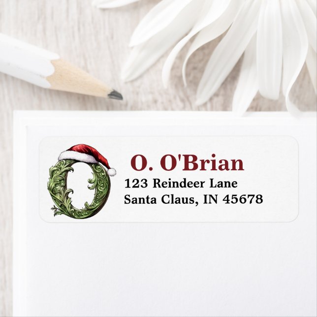Santa Hat Monogram Return Address Label (Insitu)