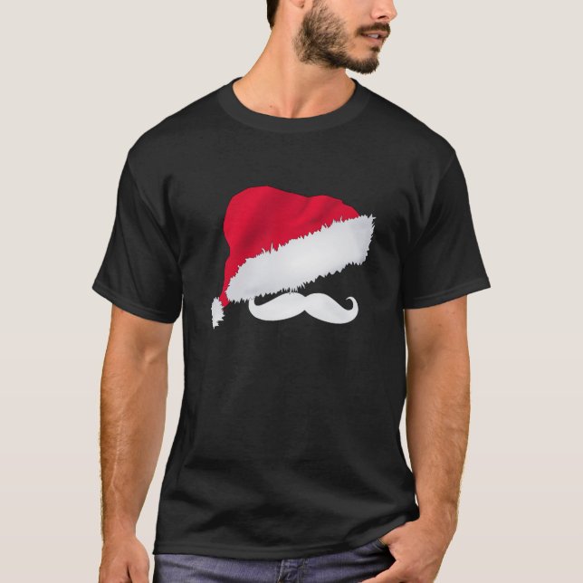 Santa Hat & Moustache Tshirt (Front)