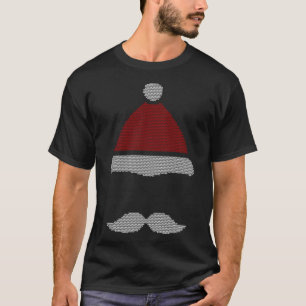 Santa Hat Moustache Ugly Christmas T-Shirt