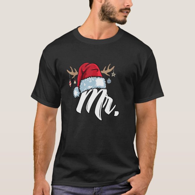 Santa Hat Mr Partner Outfit For Christmas 1 T-Shirt (Front)