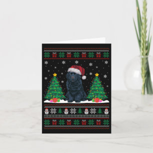 Santa Hat Newfoundland Dog Xmas Tree Lights Ugly S Card