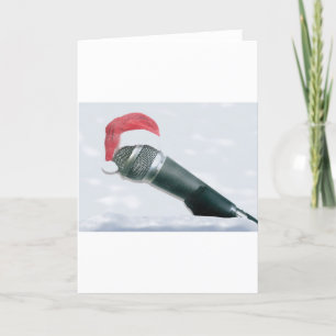 Santa hat old microphone holiday card