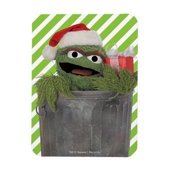 Santa Hat Oscar the Grouch Magnet (Vertical)