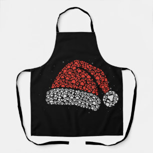Santa Hat Paw Print Christmas Dog Lover Dogs Mum  Apron