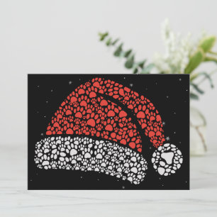 Santa Hat Paw Print Christmas Dog Lover Dogs Mum  Holiday Card