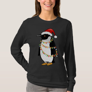 Santa Hat Penguin Christmas Lights Funny King Peng T-Shirt