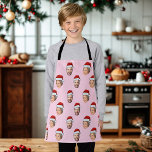 Santa Hat Personalised Face 2 Photo Christmas Gift Apron<br><div class="desc">Personalised Face 2 Photos Santa Hat Christmas Gift</div>