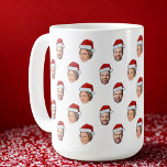 Santa Hat Personalised Face 2 Photo Christmas Gift Coffee Mug<br><div class="desc">Personalised Face 2 Photos Santa Hat Christmas Gift</div>