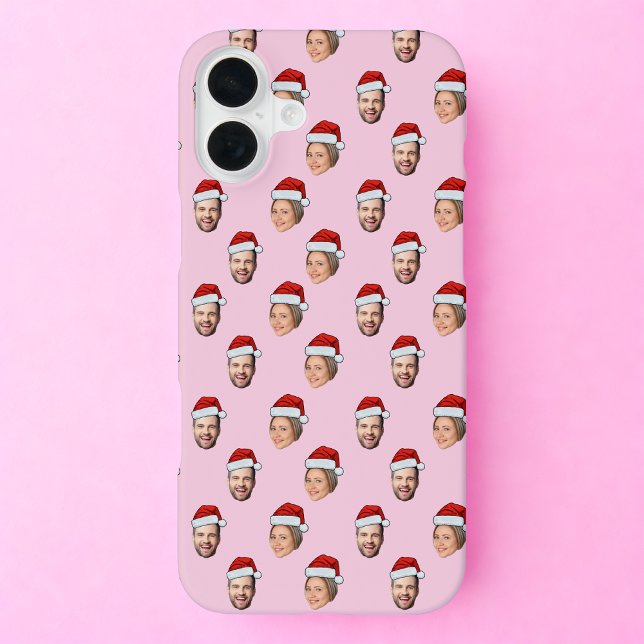 Santa Hat Personalised Face 2 Photo Christmas Gift iPhone Case (Creator Uploaded)
