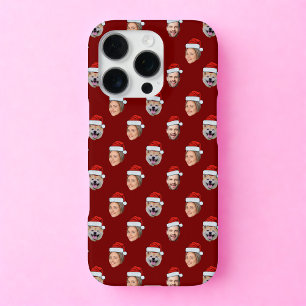 Santa Hat Personalized Face 3 Photo Christmas Gift iPhone 16 Pro Case