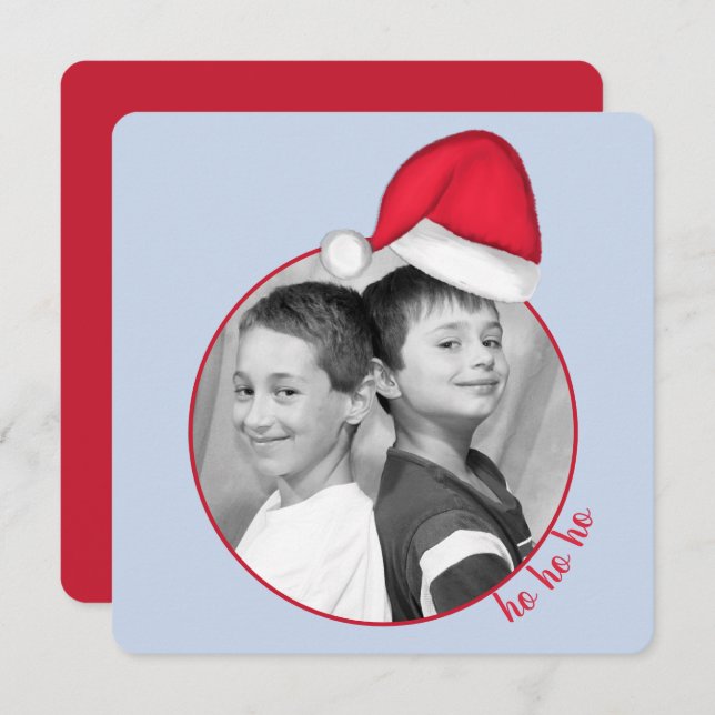 Santa Hat Photo Card Square (Front/Back)
