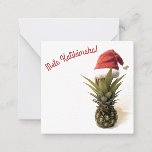 Santa Hat Pineapple Flat Note Card. Card (Front)