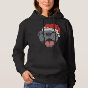 Santa Hat Pitbull Pit Christmas Xmas Pet Dog Lover Hoodie