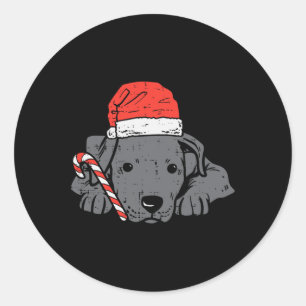 Santa hat pitbull pit dog christmas xmas women kid classic round sticker