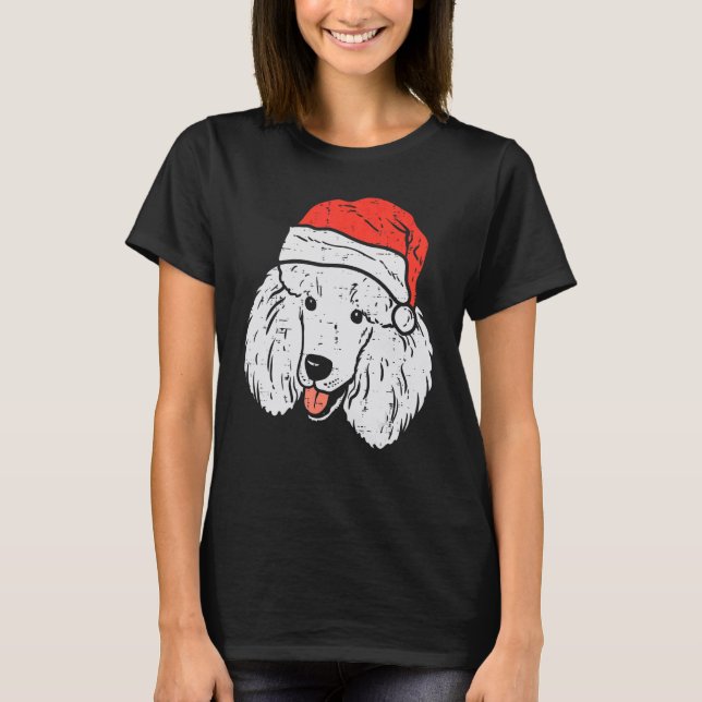 Santa Hat Poodle Christmas Xmas Dog  Owner Men Wom T-Shirt (Front)