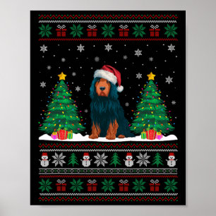 Santa Hat Portuguese Water Dog Xmas Tree Lights Ug Poster