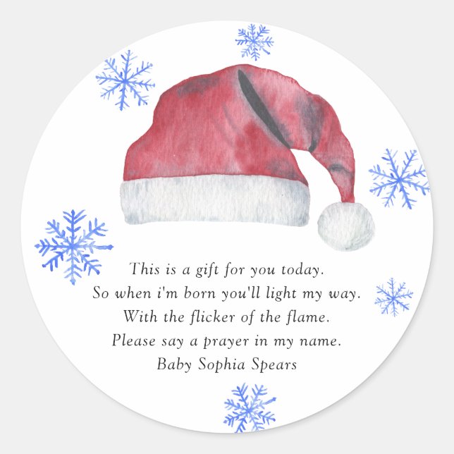 Santa hat - Prayer Candle Label (Front)