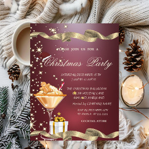 Santa Hat,Present,Gingerbread Corporate Christmas Invitation