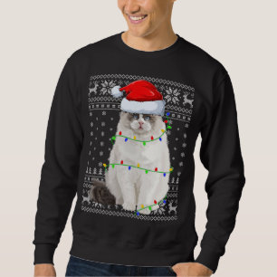 Santa Hat Ragdoll Cat Xmas Lighting Ugly Ragdoll C Sweatshirt