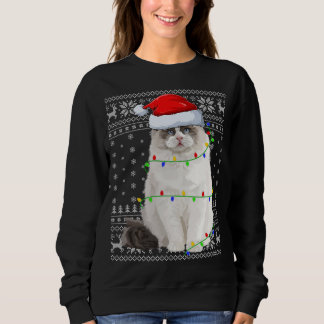 Santa Hat Ragdoll Cat Xmas Lighting Ugly Ragdoll C Sweatshirt