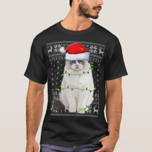 Santa Hat Ragdoll Cat Xmas Lighting Ugly Ragdoll C T-Shirt