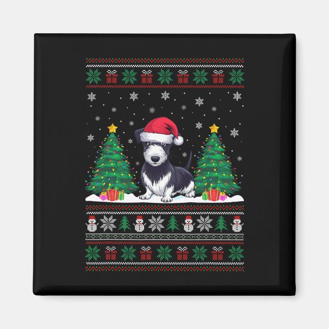 Santa Hat Rat Terrier Dog Christmas Tree Lights Ug Magnet (Front)