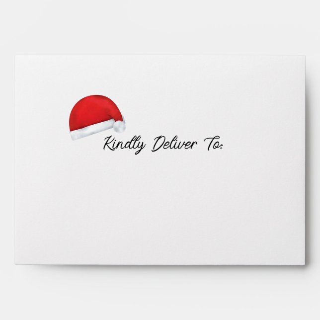 Santa Hat Red Merry Christmas Script Three Photo Envelope (Front)