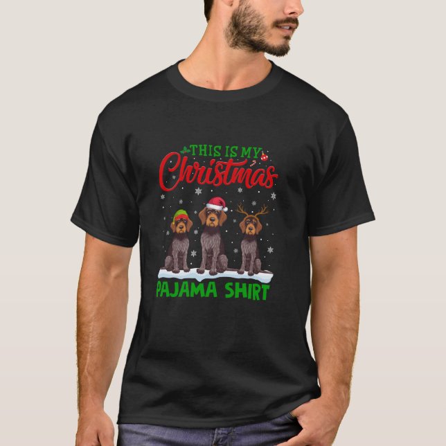 Santa Hat Reindeer German Wirehaired Pointer Dog X T-Shirt (Front)