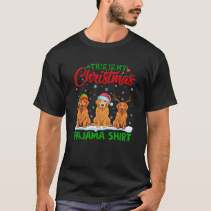 Santa Hat Reindeer Golden Retriever Dog Christmas T-Shirt