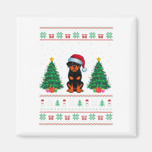 Santa Hat Rottweiler Dog Christmas Tree Lights Ugl Magnet