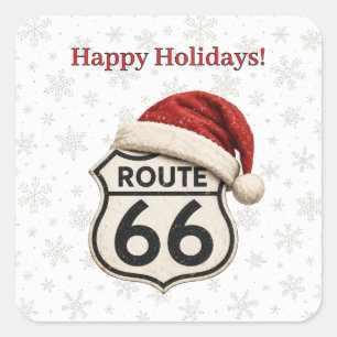 Santa Hat Route 66 Holiday Cheer Square Sticker