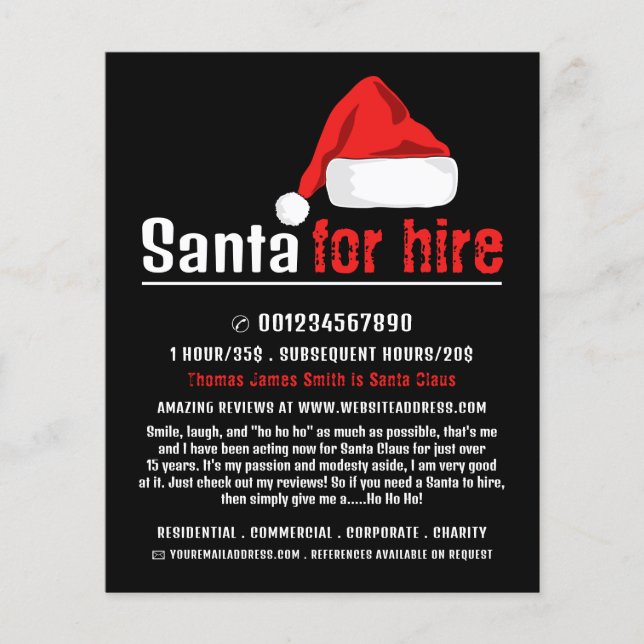 Santa Hat, Santa Claus Entertainer Advertising Flyer (Front)