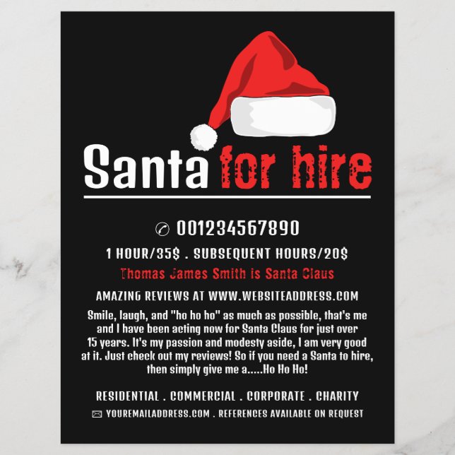 Santa Hat, Santa Claus Entertainer Advertising Flyer (Front)