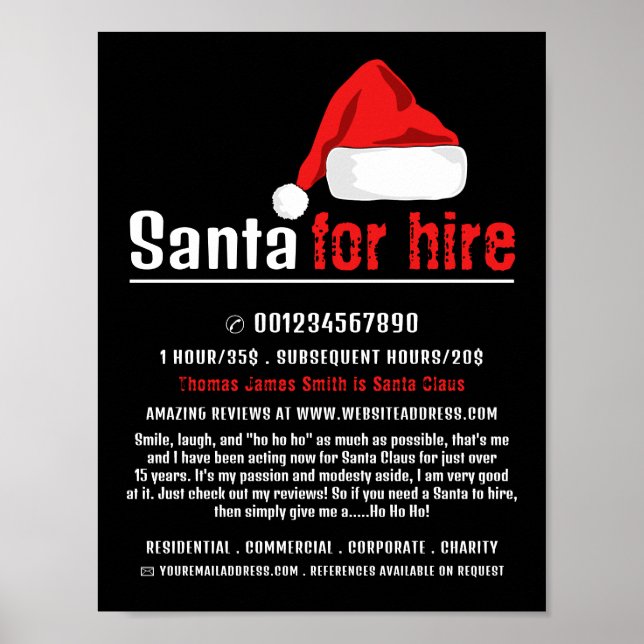 Santa Hat, Santa Claus Entertainer Advertising Poster (Front)