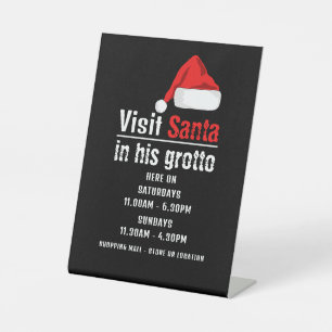 Santa Hat, Santa Claus Visitor Hours Pedestal Sign