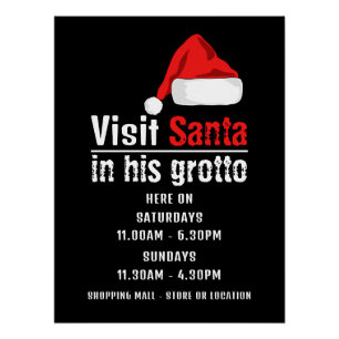 Santa Hat, Santa Claus Visitor Hours Poster