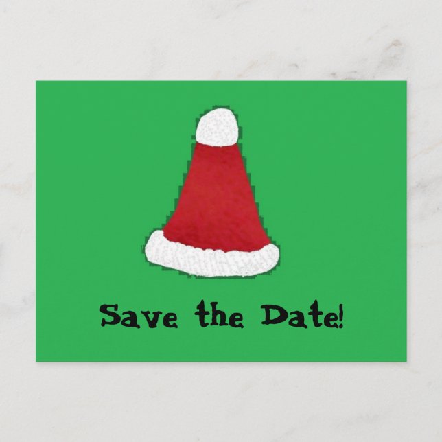 Santa Hat, Save the Date! Announcement Postcard (Front)