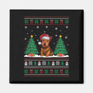 Santa Hat Scottish Terrier Dog Xmas Tree Lights Ug Magnet